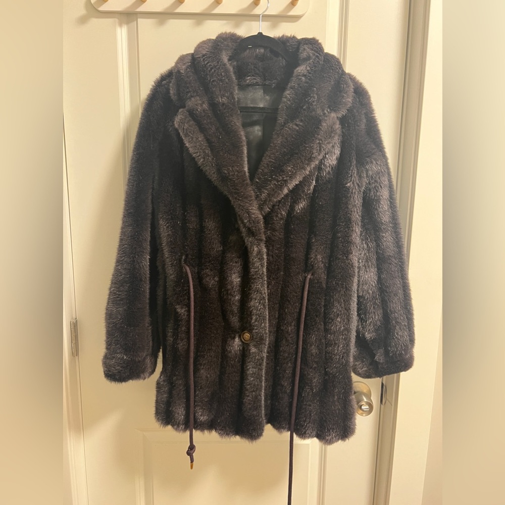 Vintage Royal Minke Minky by Hillmoor Women's Long Dark Rich Brown Faux Fur Coat